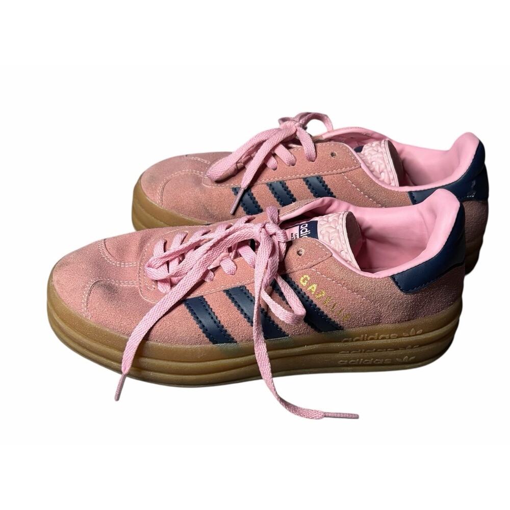 adidas Gazelle Bold W Women's Pink Navy Gum Platform Shoes H06122 Sneakers - Picture 8 of 8